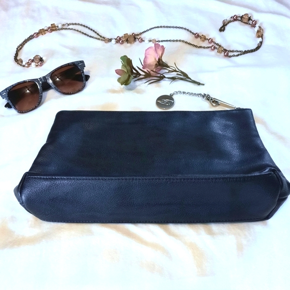 NELLA BELLA Pebbled Leather Clutch Bag, Zipper
